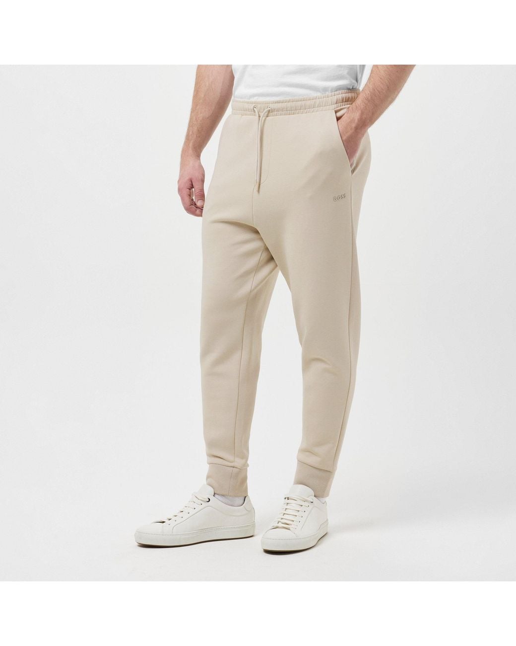 Boss Natural Cotton Cuffed Casual Pants for men