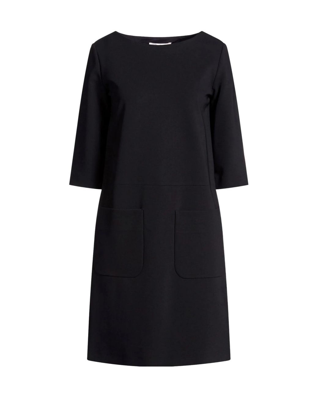 Max Mara Black Solid-Colored Stretch Dress