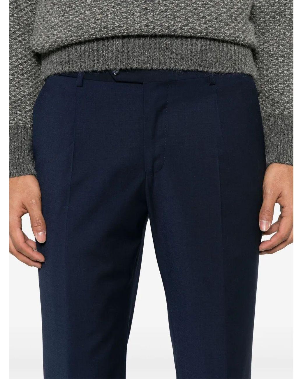 Barba Napoli Blue Belt Loops Slacks for men