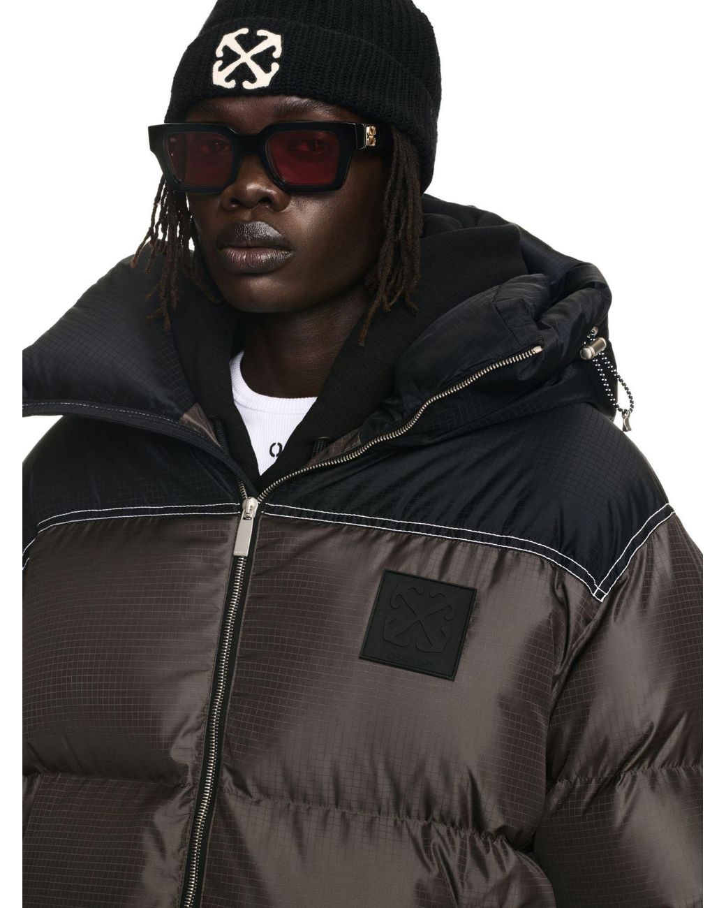 Off-White c/o Virgil Abloh Black Patch Arr Nyl Rip Down Puffer for men