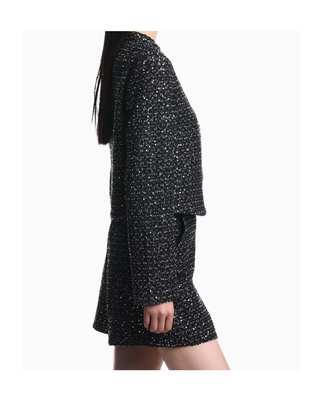 Emporio Armani Black Embellished Cropped Jacket