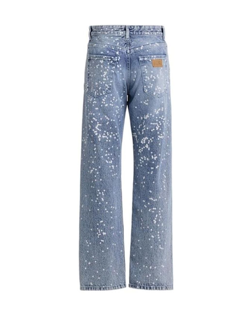 MM6 by Maison Margiela Blue Embellished Denim Folded Straight Jeans