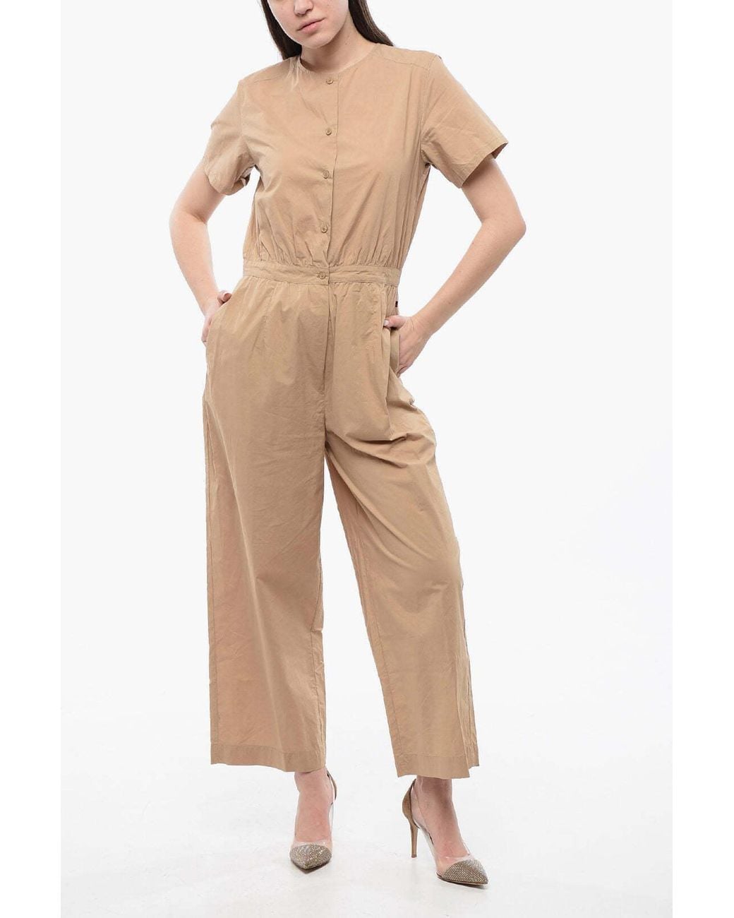 Woolrich Natural Short-Sleeve Jumpsuit