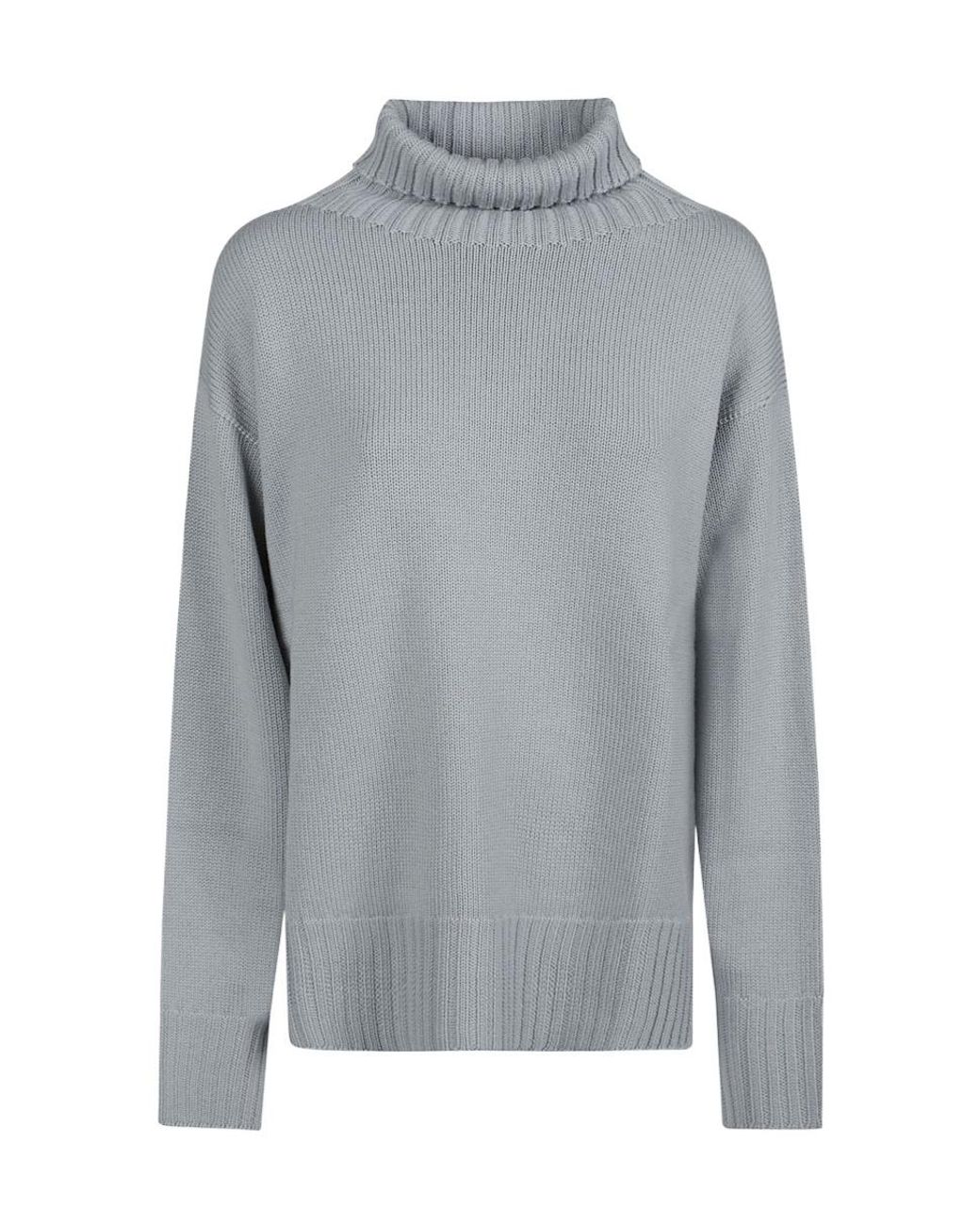 Drumohr Gray Ribbed Turtleneck Knitted Sweater