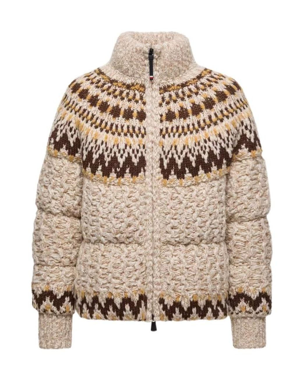 Moncler Natural Grenoble Geometric Knit Jacket