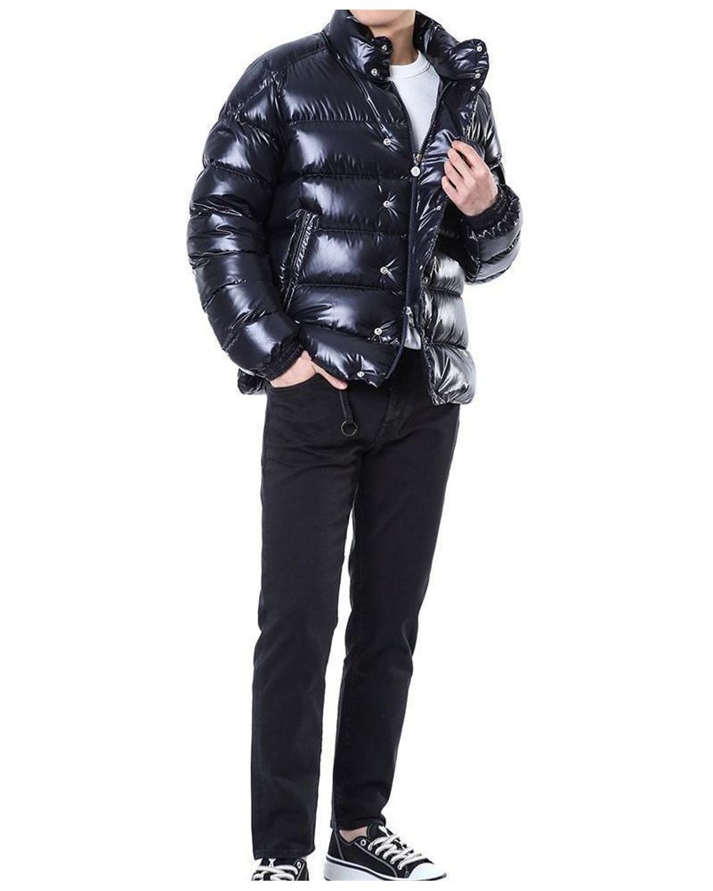 Moncler Blue Lule Logo Patch Down Jacket for men
