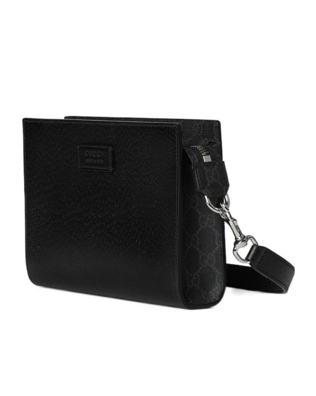 Gucci Black Logo Patch Super Mini Crossbody Bag for men