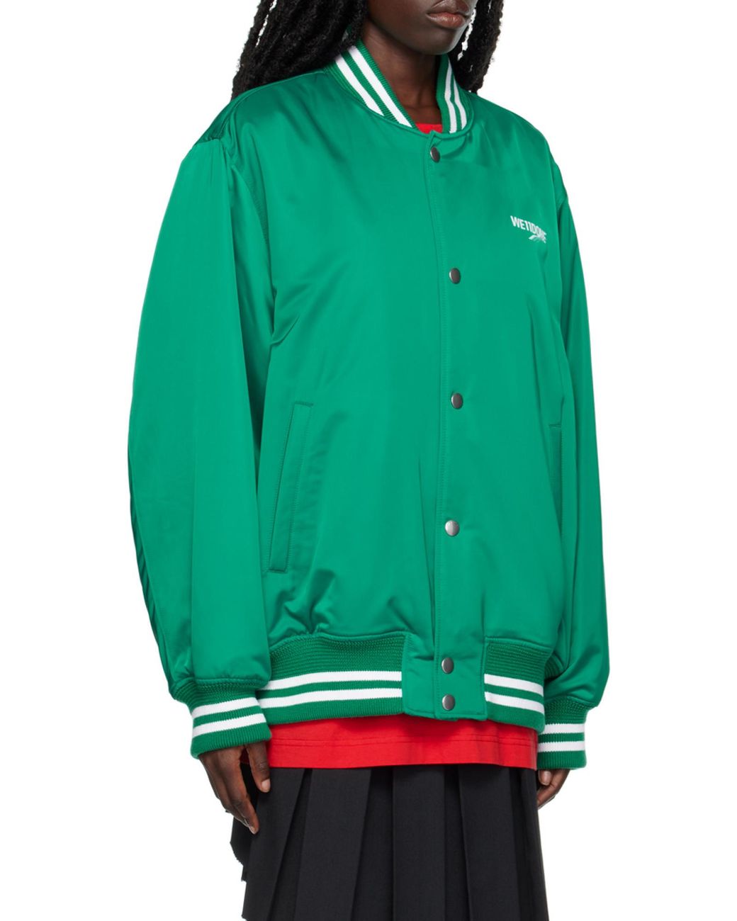 we11done Green Logo-Print Bomber Jacket for men