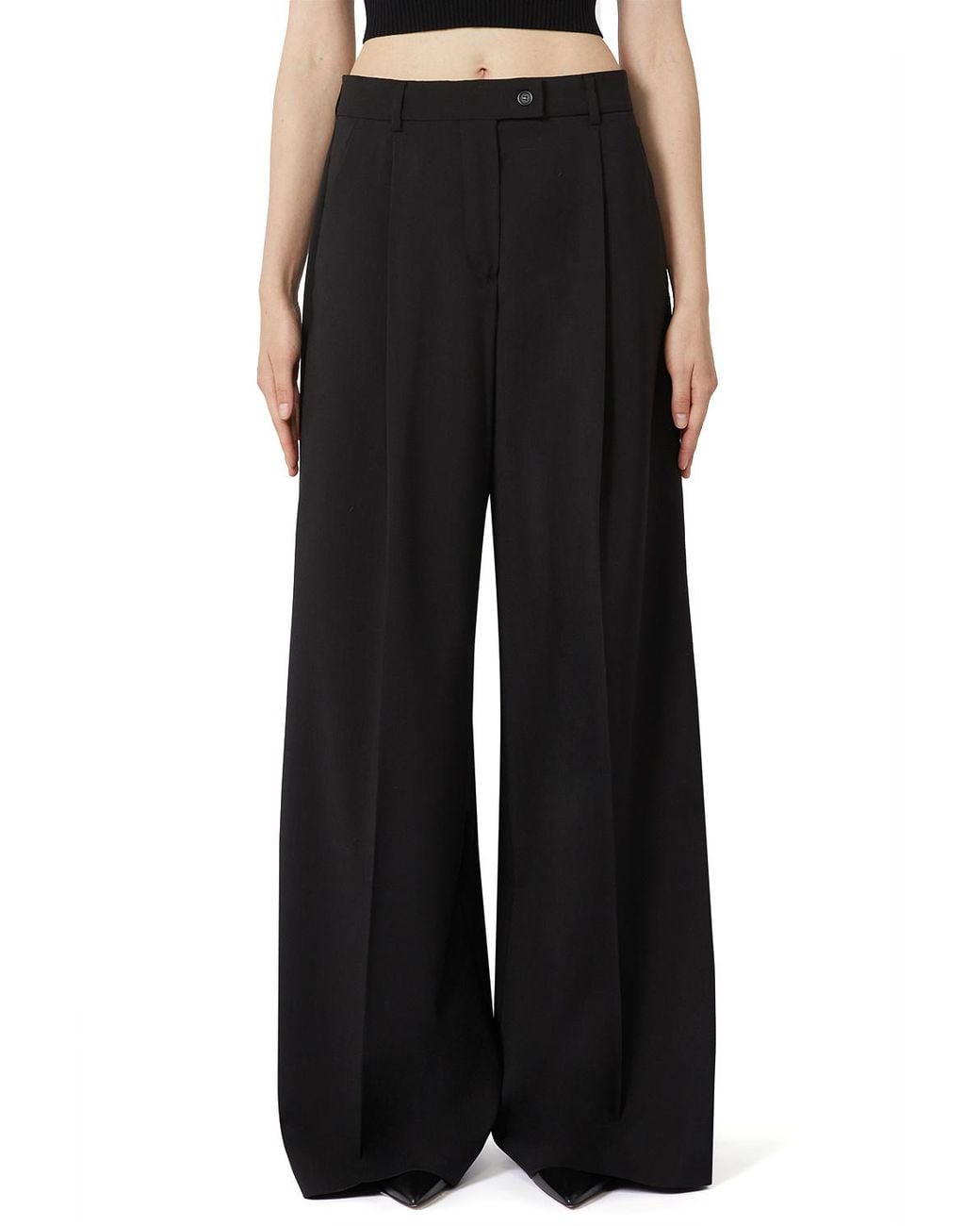 Sportmax Black Vela Pleated Trousers