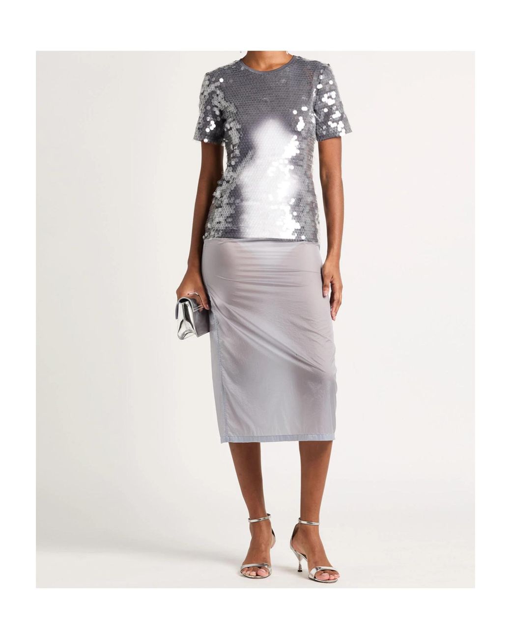 Sportmax Gray Sequined Short Sleeve T-Shirt