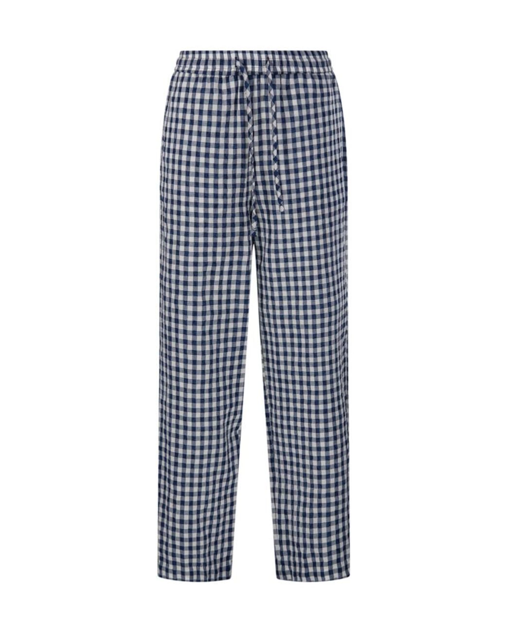 DUNST Blue Checked Drawstring Trousers