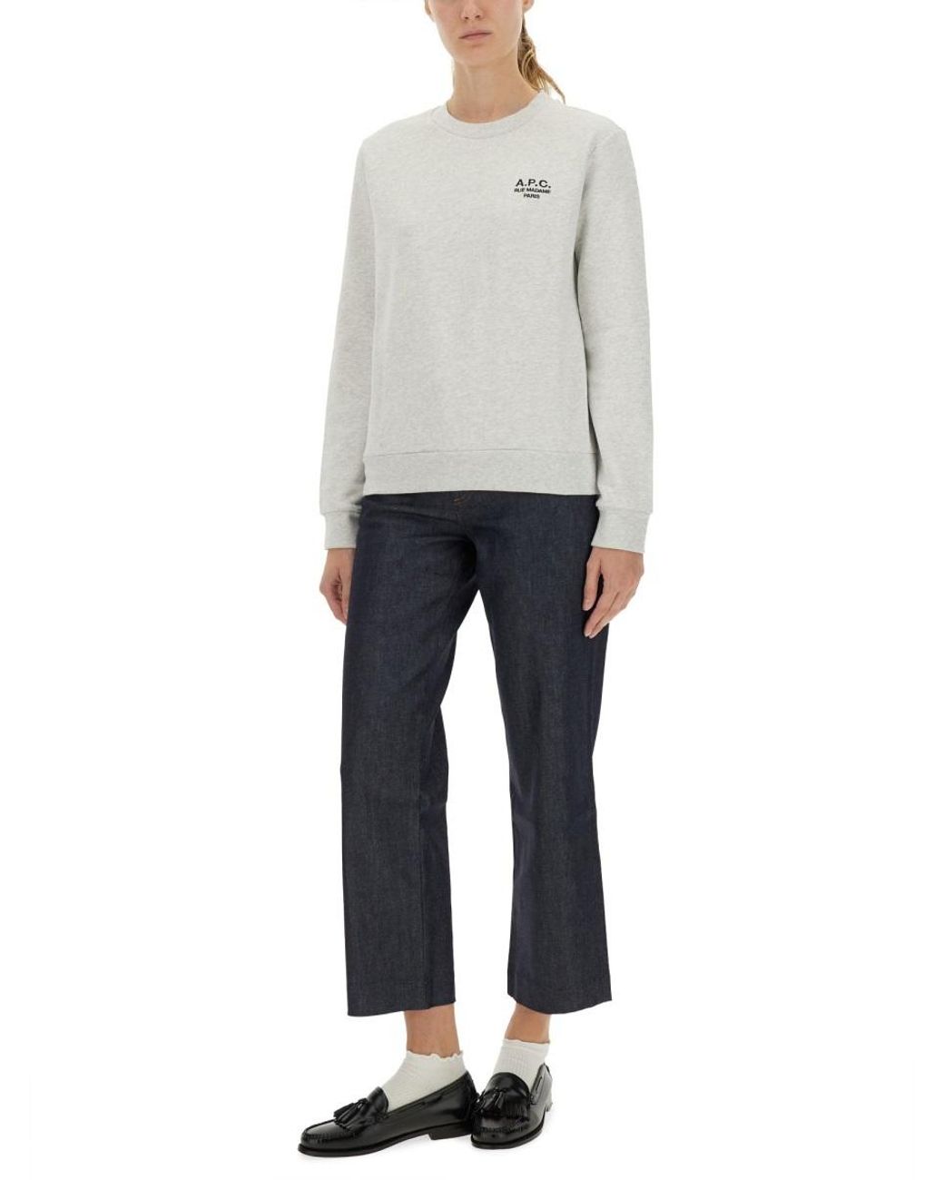 A.P.C. Gray Logo Embroidered Crewneck Sweatshirt