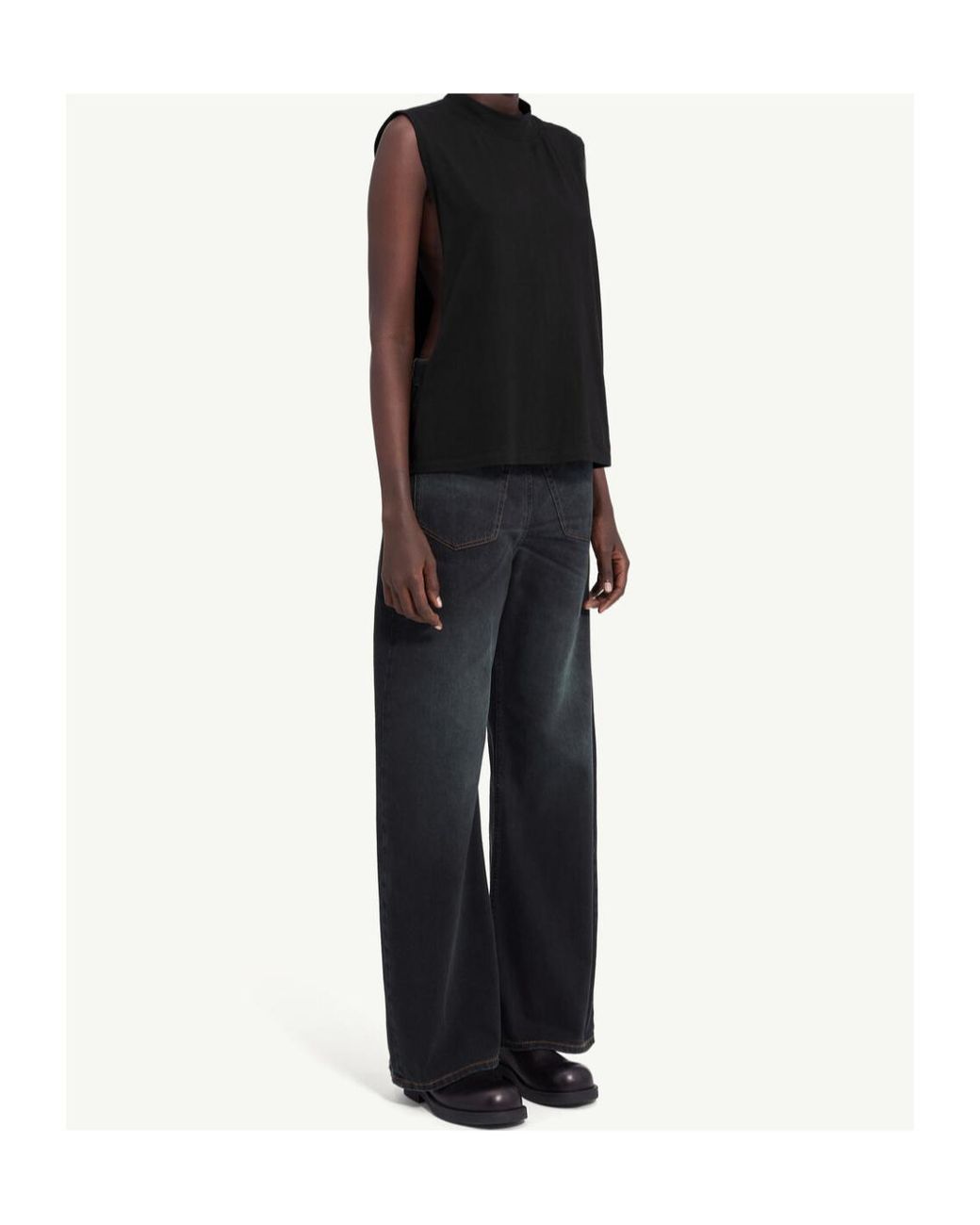 MM6 by Maison Margiela Black Cotton Jersey Sleeveless Top