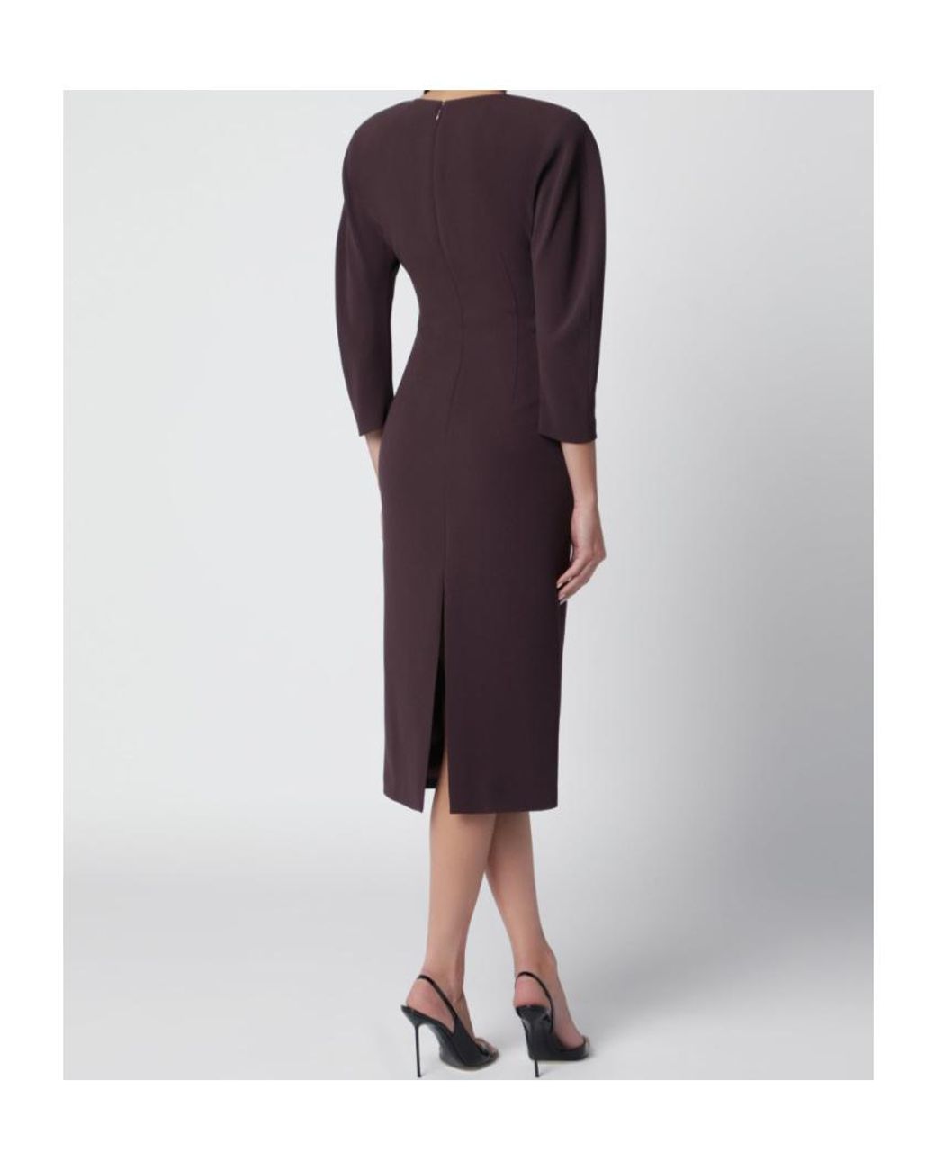 ANDAMANE Red Rouge Noir Midi Dress With Rounded Shoulders