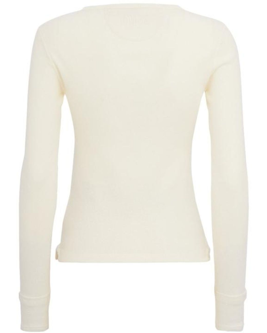 Chloé White Ribbed Cotton Jersey Long Sleeve Top