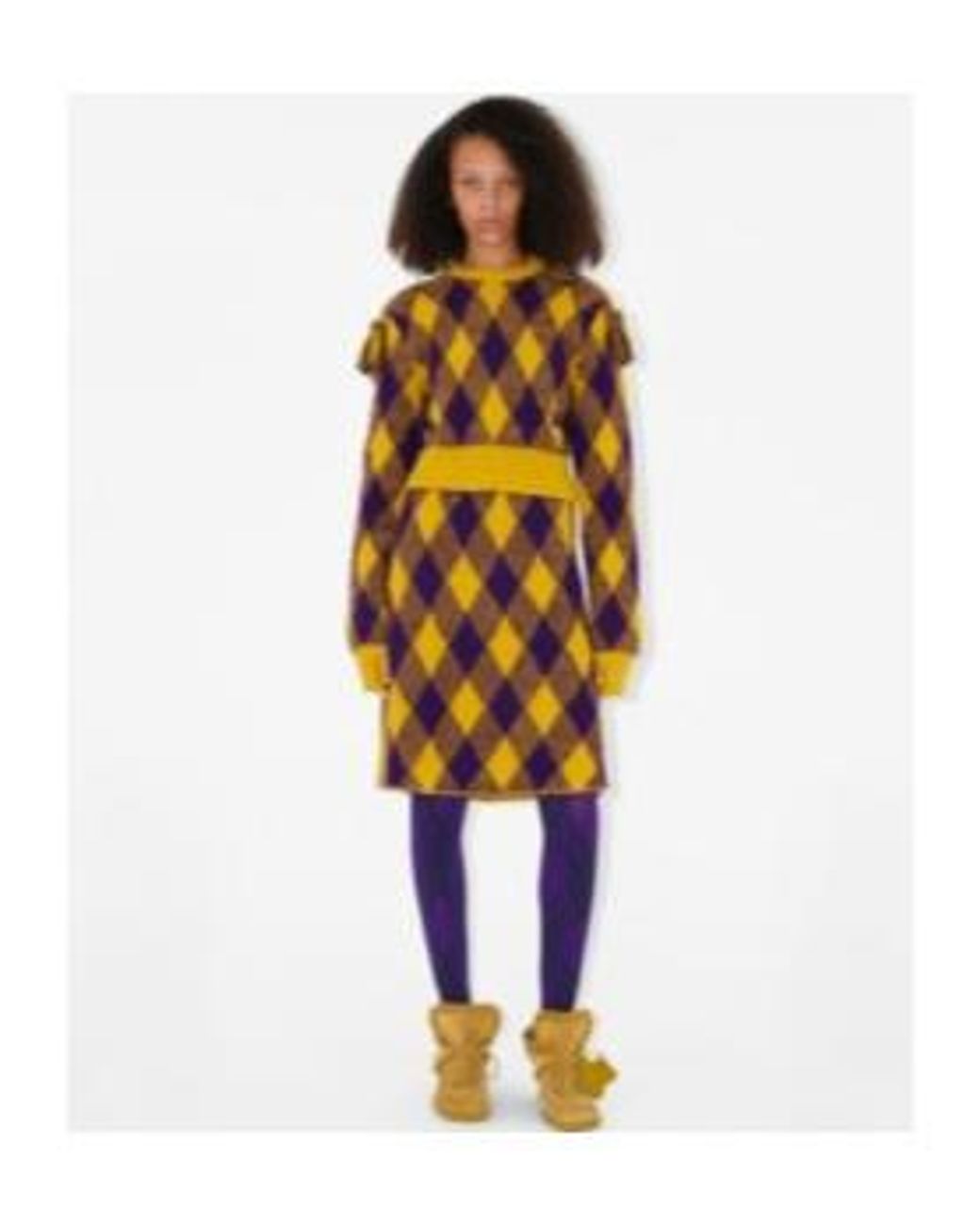 Burberry Multicolor Argyle Logo Embroidered Skirt