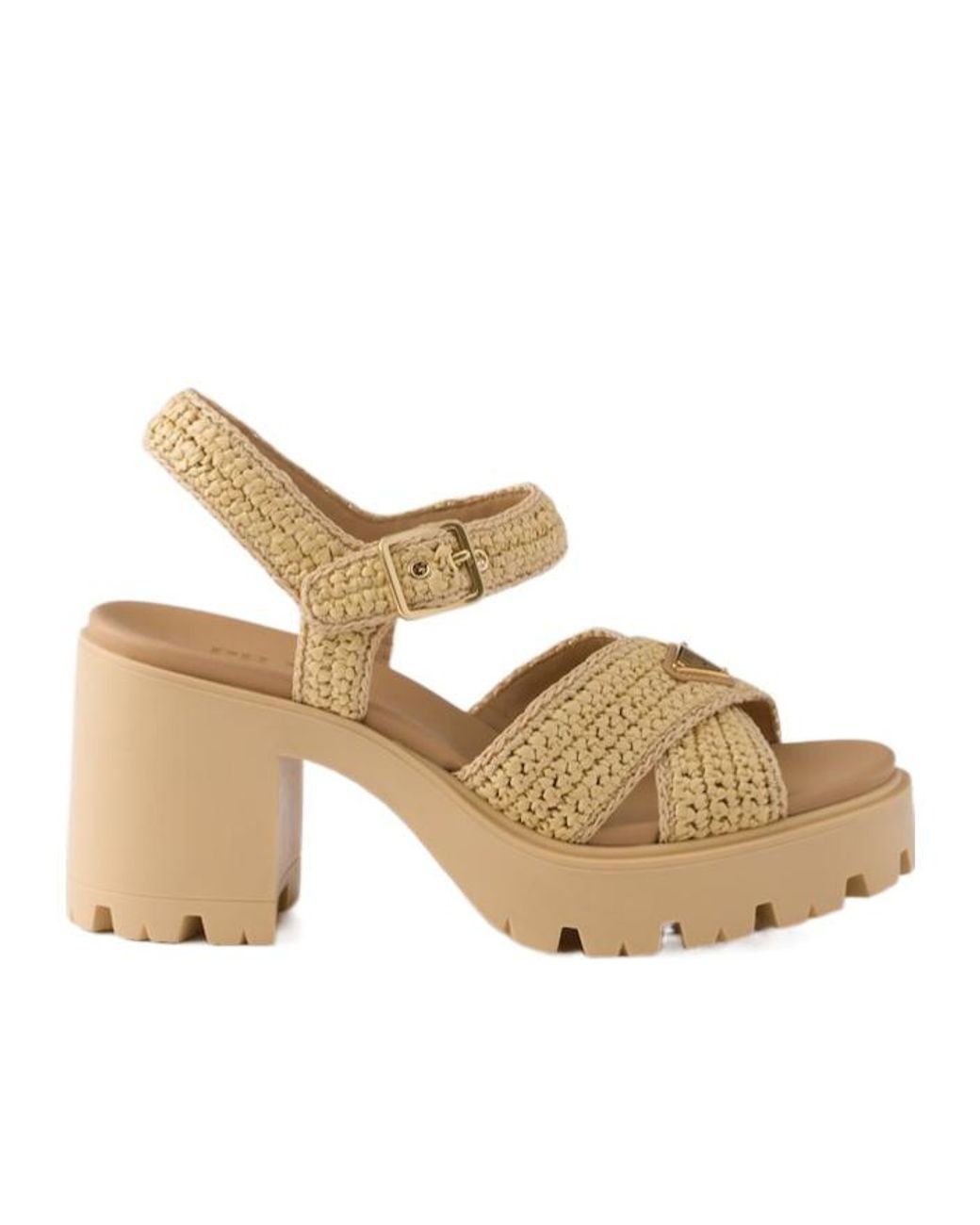 Prada Metallic Crochet Sandals