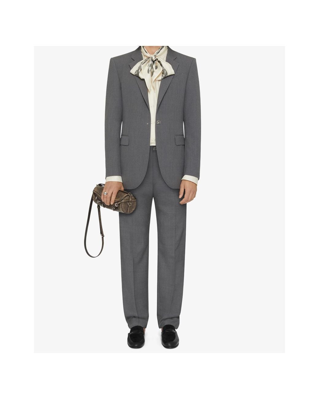 Givenchy Gray 2G Clip Slim-Fit Tailored Pants for men