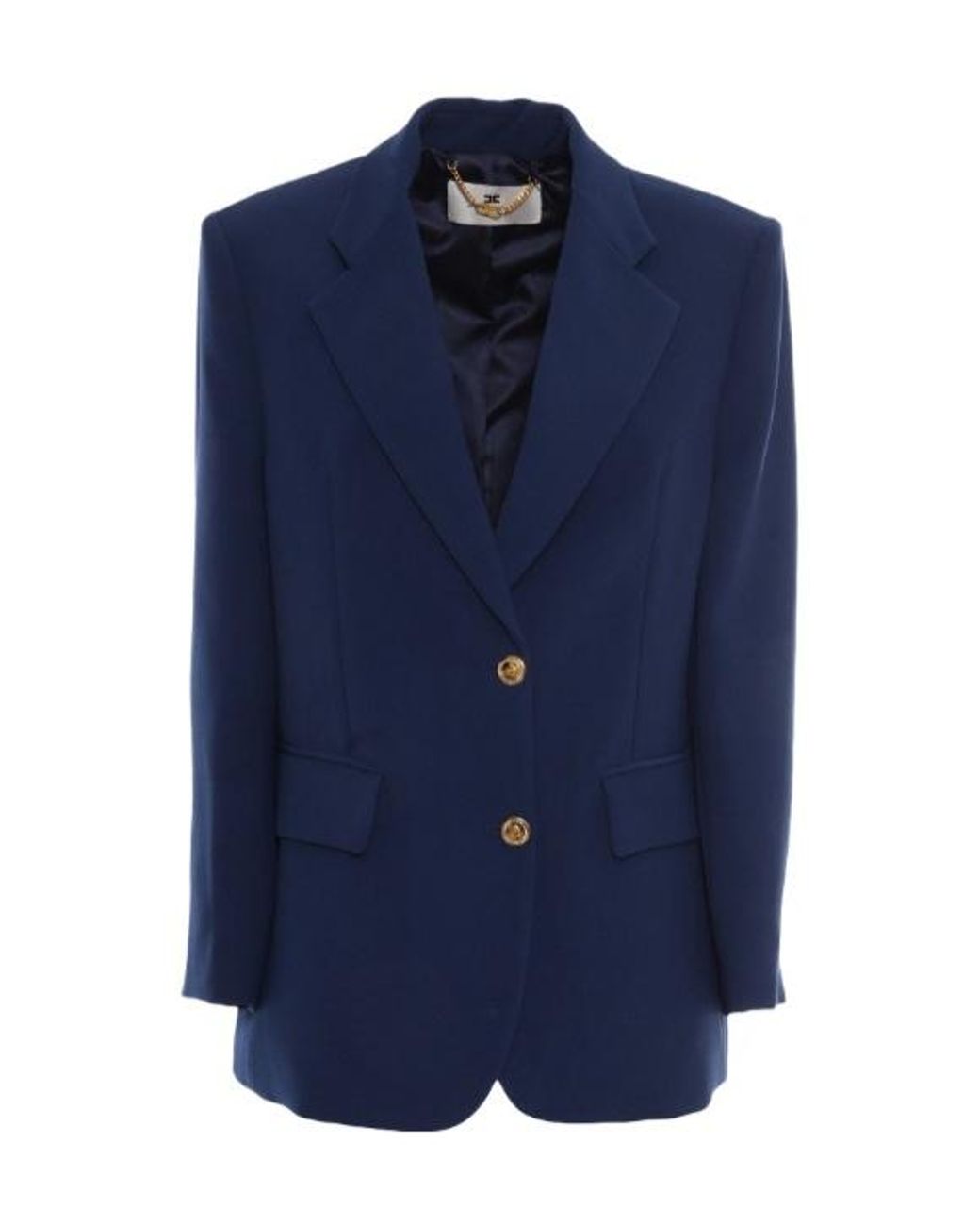 Elisabetta Franchi Blue Single-Breasted Oversized Jacket