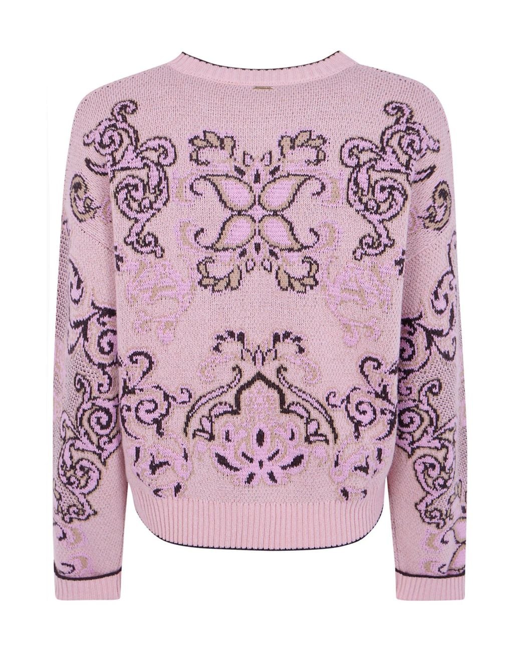 Twinset Pink Jacquard Crew Neck Knitted Sweater