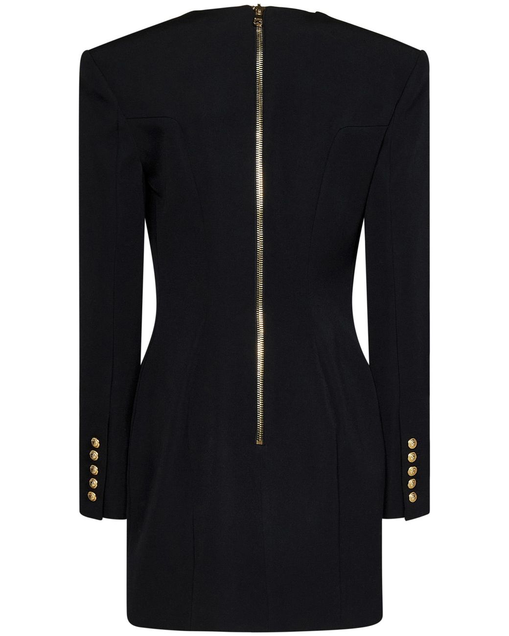 Balmain Black Long Sleeved Tailored Dress