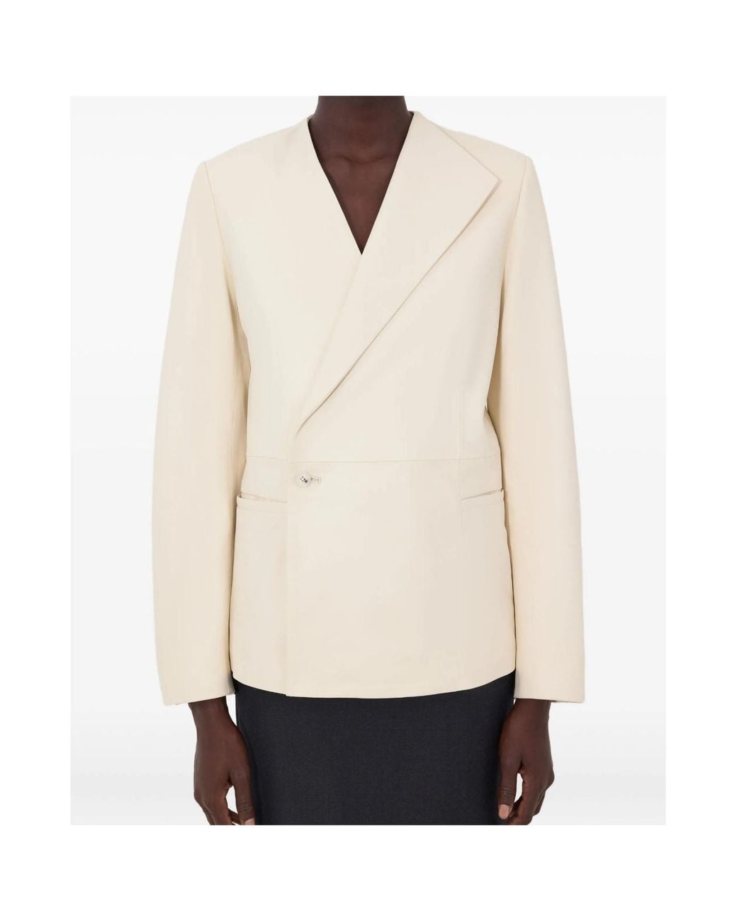 Loulou de Saison Natural Long-Sleeved Leather Jacket
