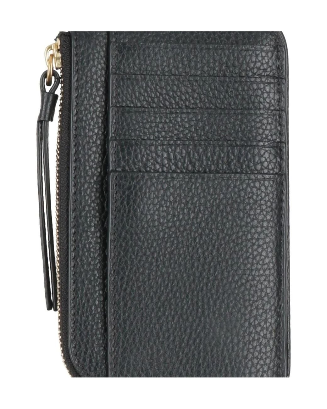 Tory Burch Black Simple Solid Cowhide Card Holder