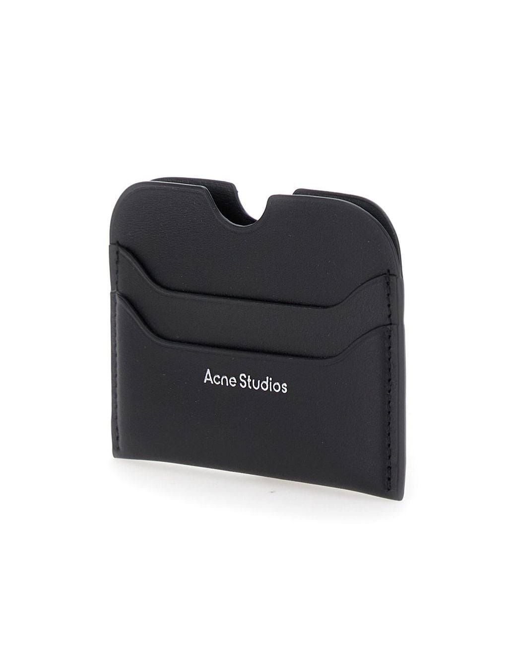 Acne Black Logo Detailed Open Top Cardholder for men