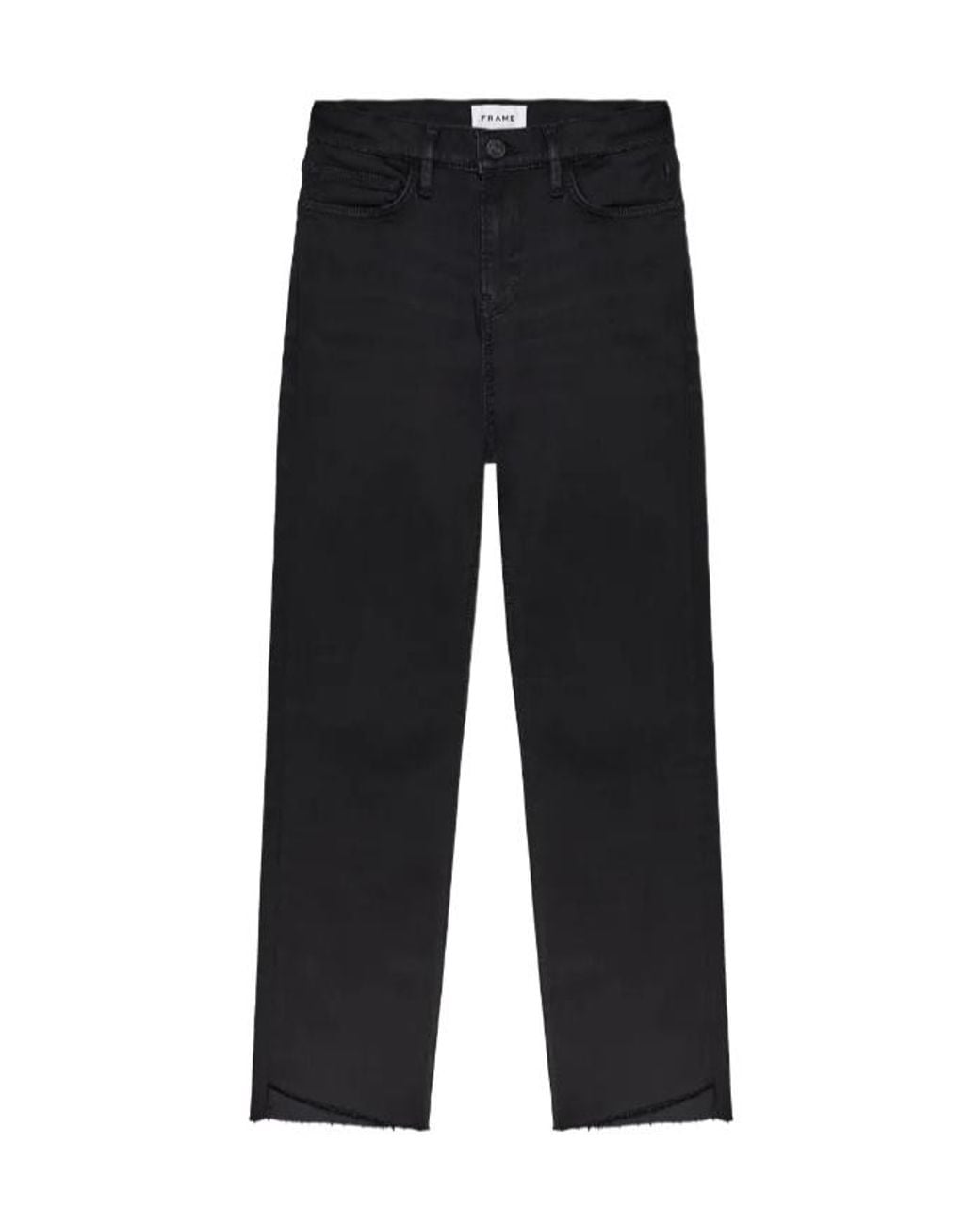FRAME Black Frayed-Hem Jeans
