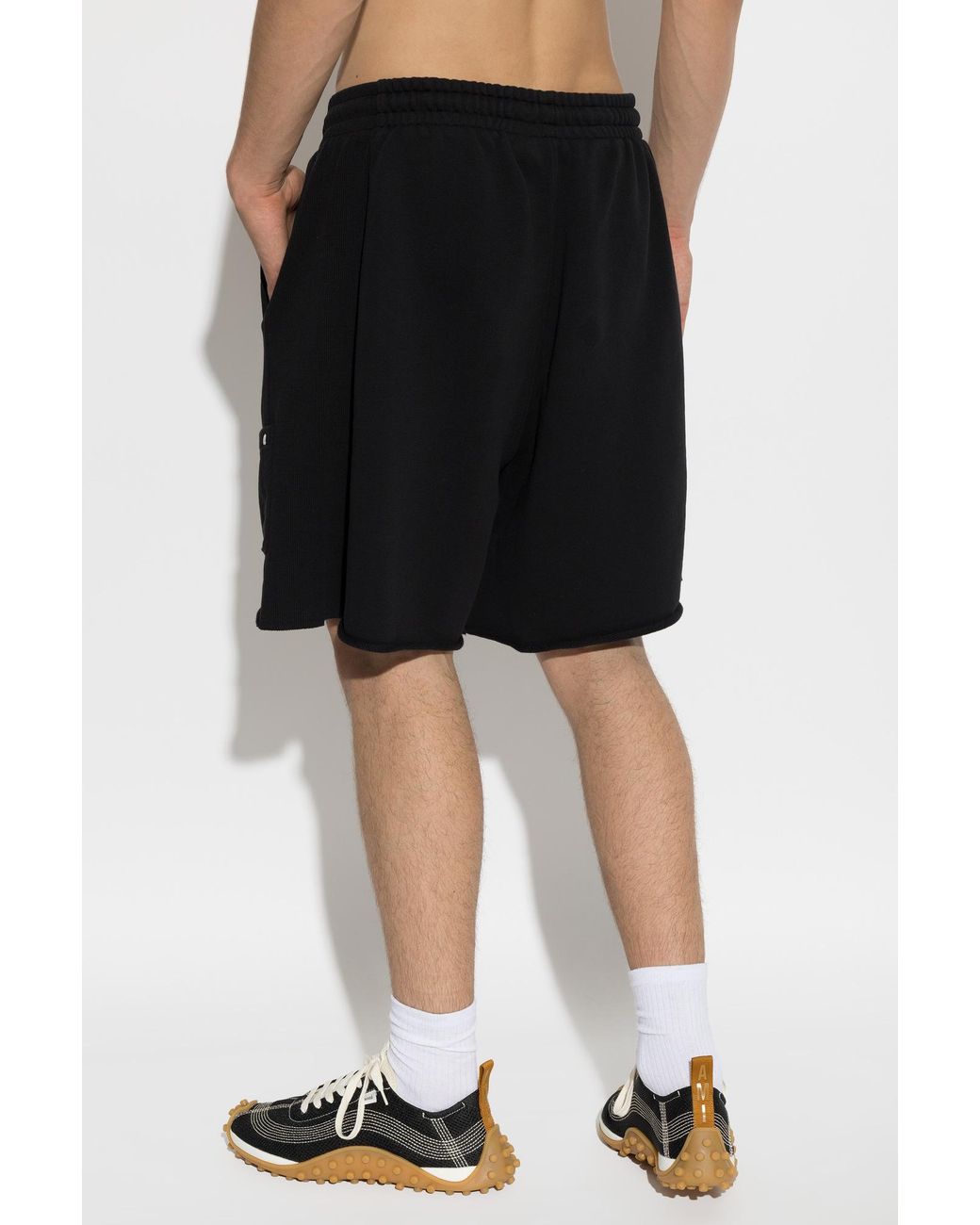 Palm Angels Black Drawstring Shorts for men