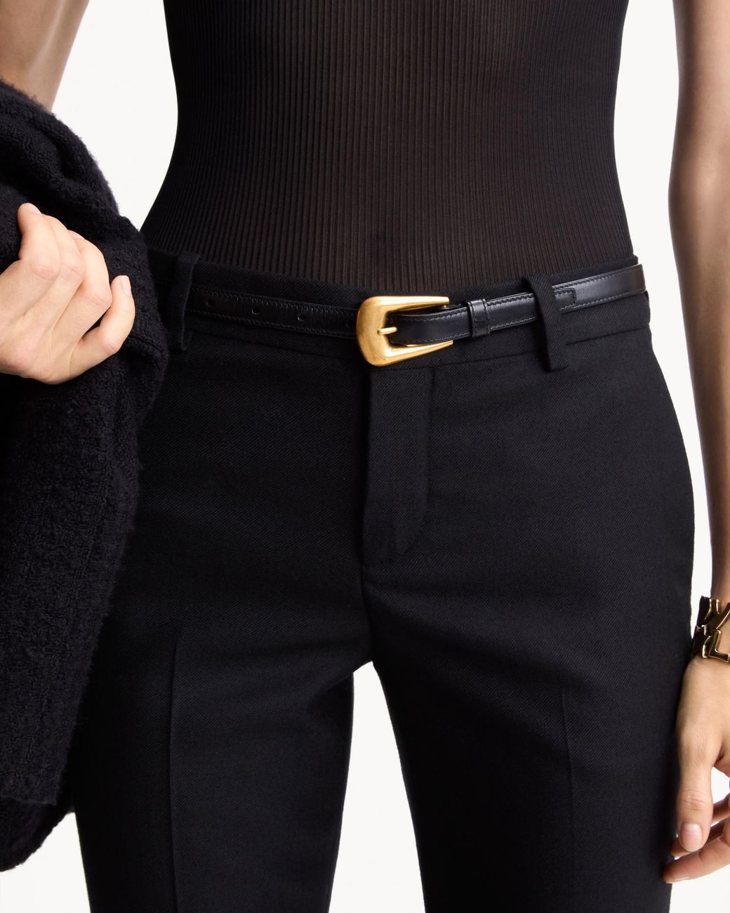Saint Laurent White Metal Buckle Belt