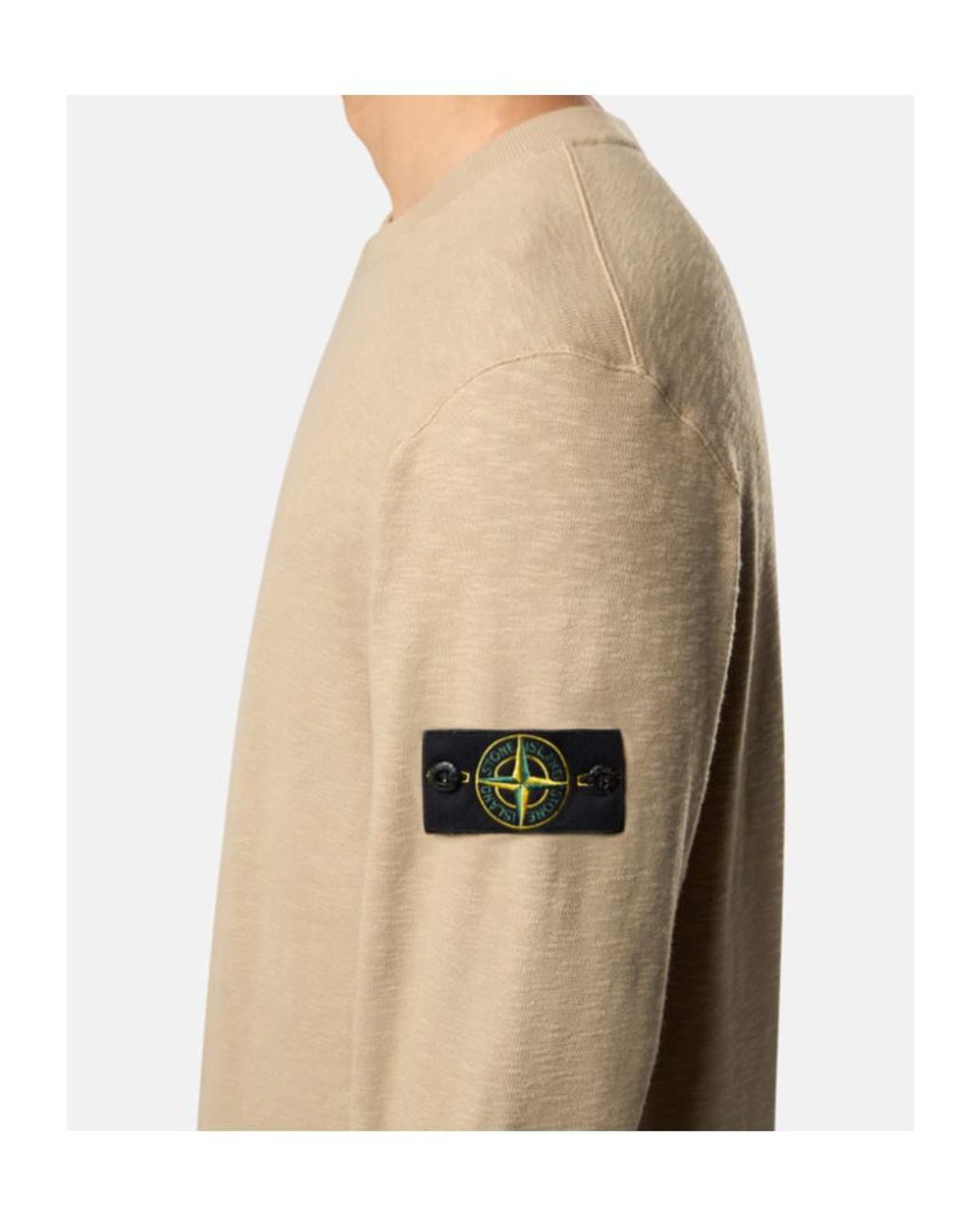 Stone Island Natural Logo Patch Crewneck Sweatshirt for men