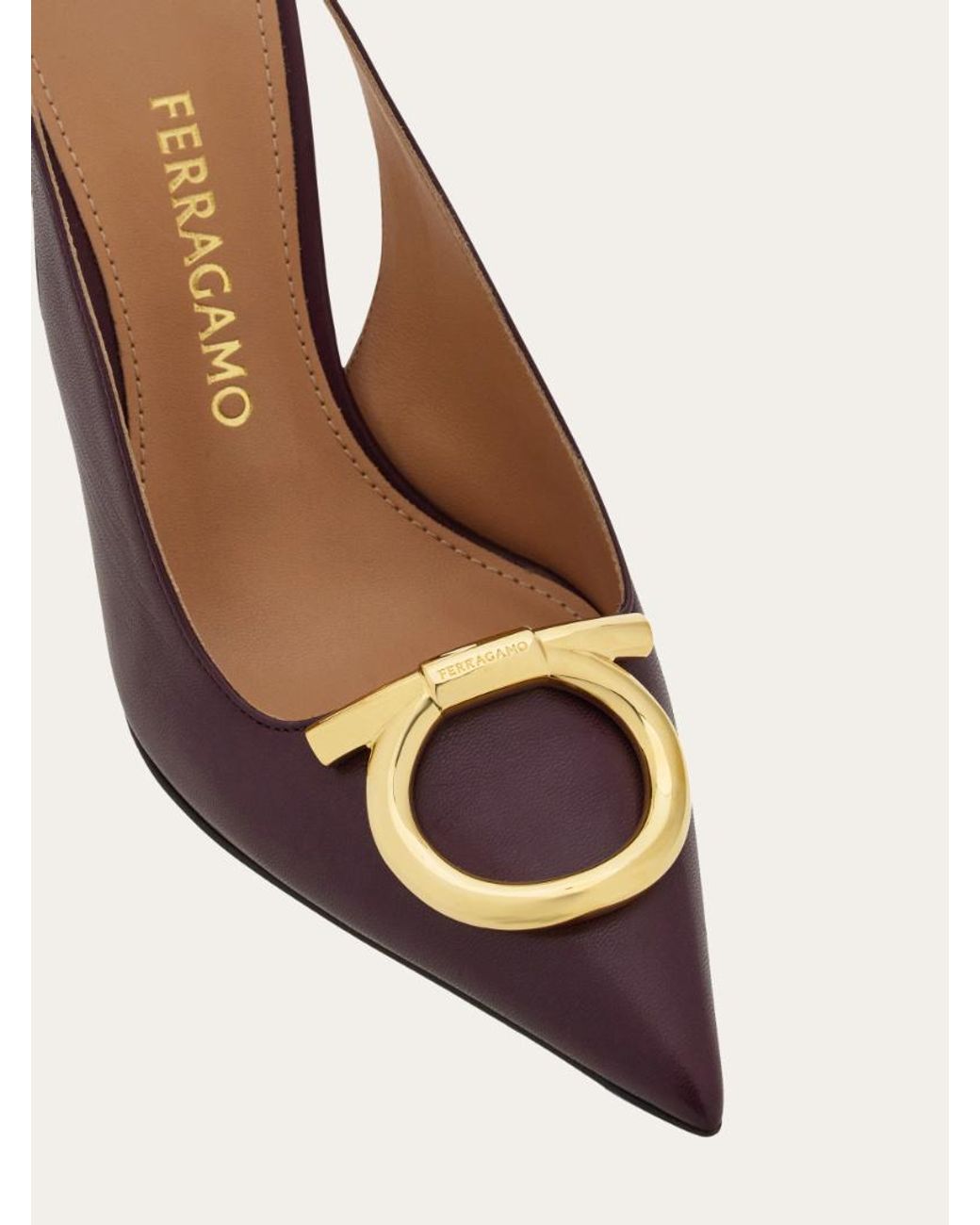 Ferragamo Brown Maxi Gancini Slingback Pump