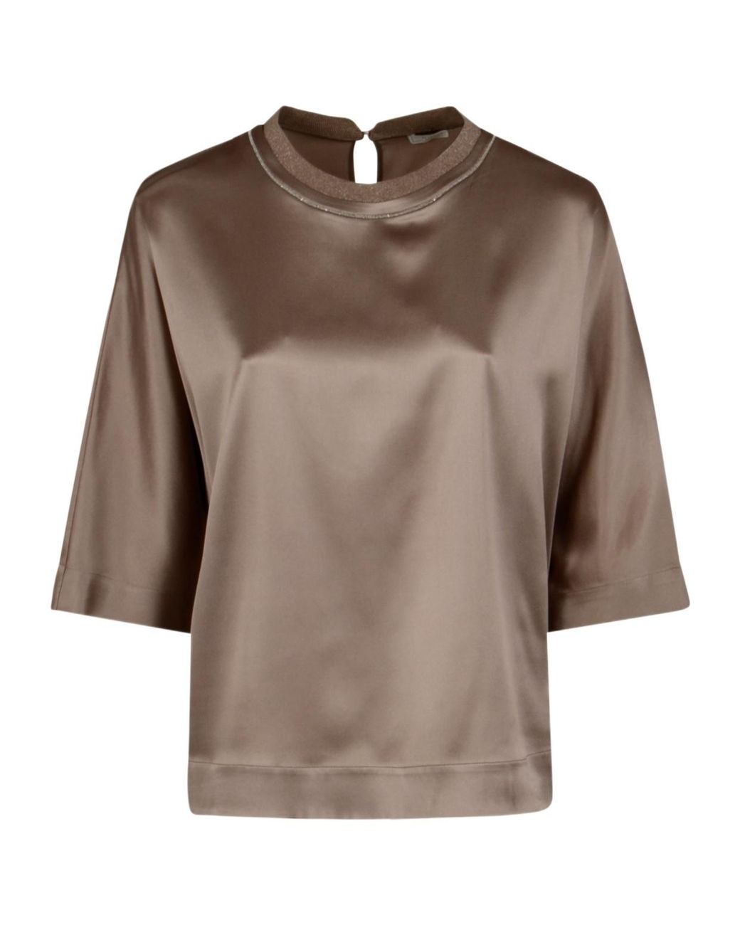 Peserico Brown Beaded-Collar Shirt