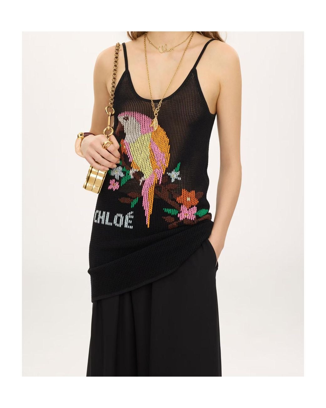 Chloé Black Chloé Parrot Intarsia Knit Dress