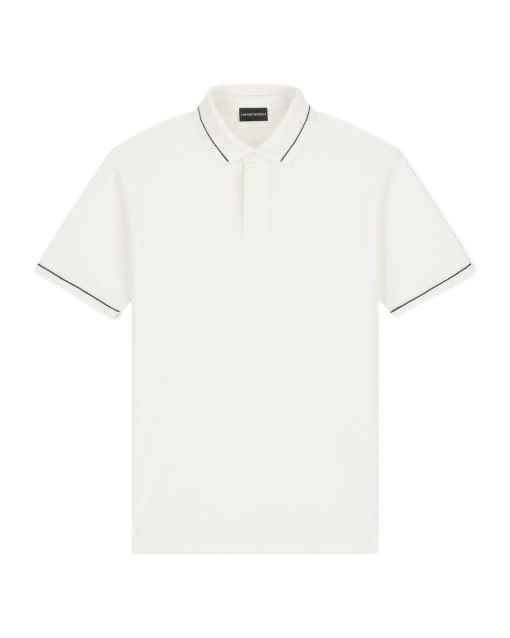 Emporio Armani White Logo Embroidered Short-Sleeved Polo Shirt for men