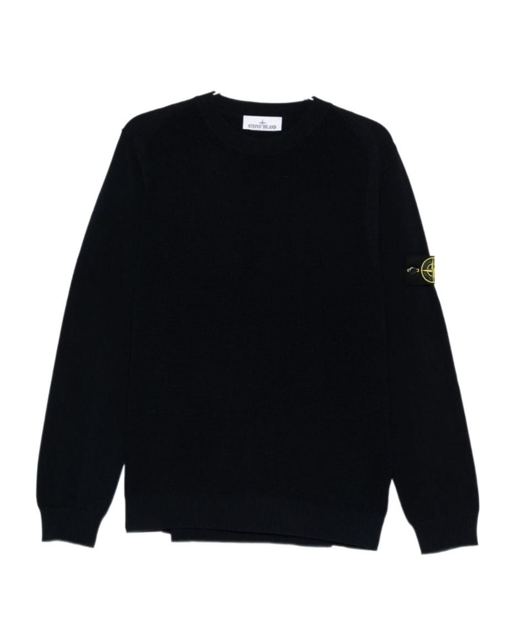 Stone Island Black Logo Patch Crewneck Jumper for men