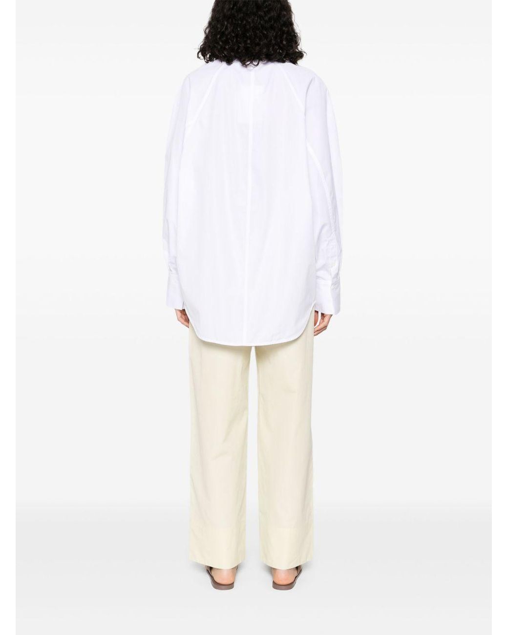 Totême White Totême Curved Hem Raglan-Sleeved Shirt