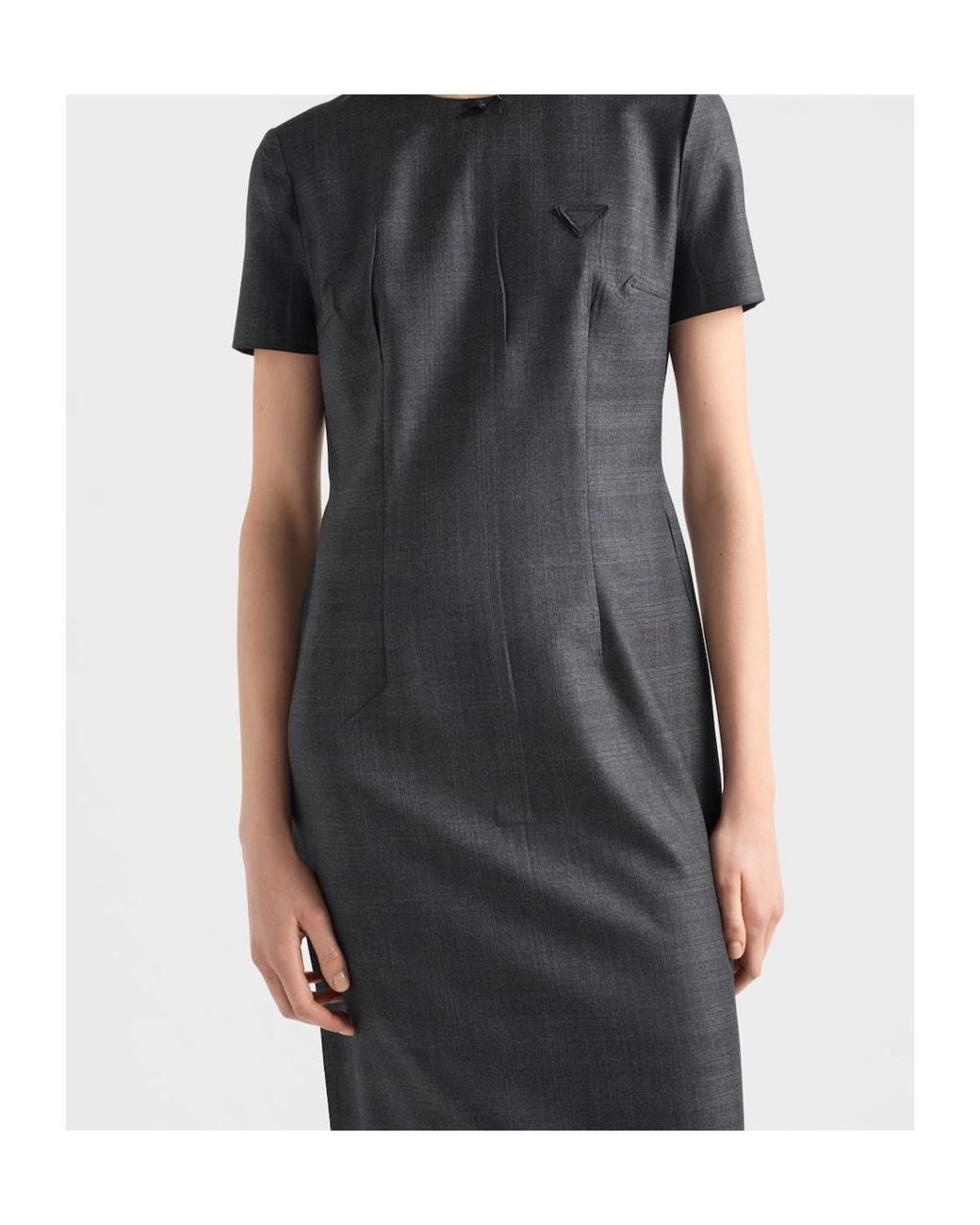 Prada Black Checked Wool Dress