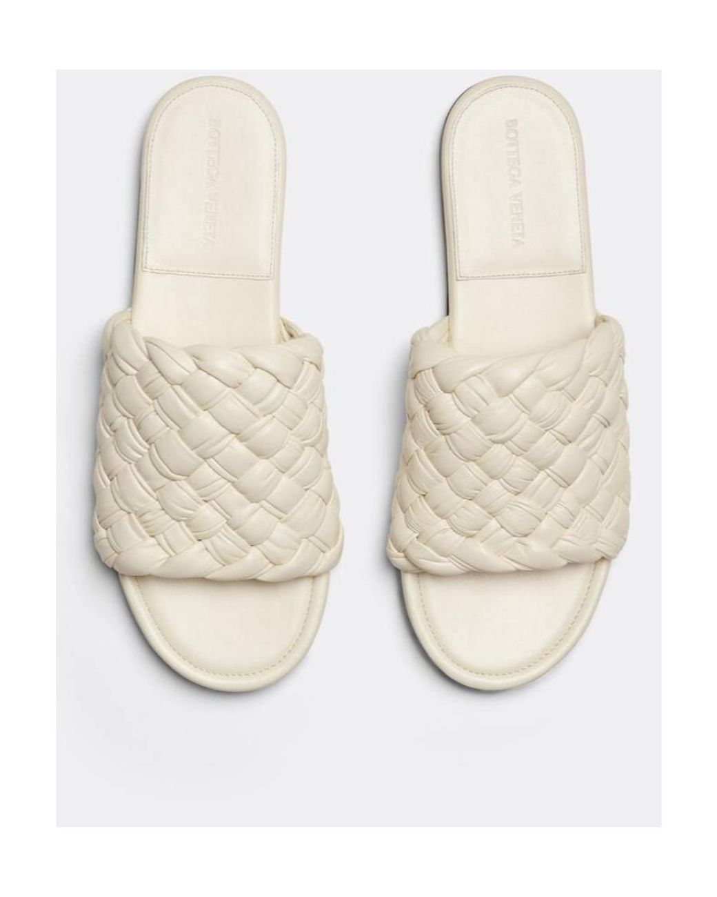 Bottega Veneta White Dot Wave Intreccio Pleated Sandals