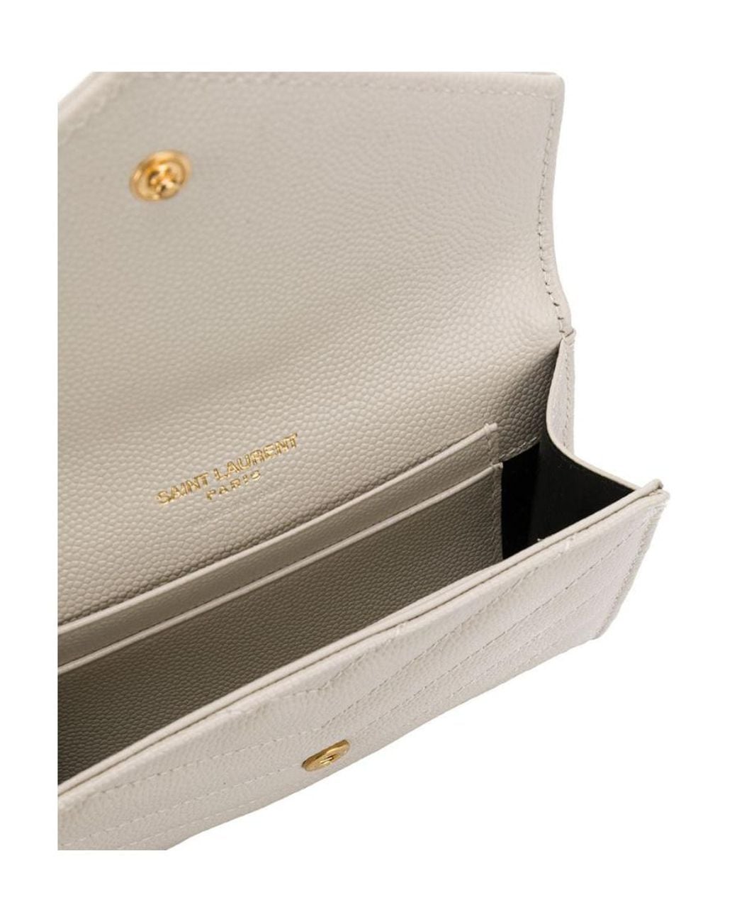 Saint Laurent White Cassandre Matelassé Small Envelope Wallet