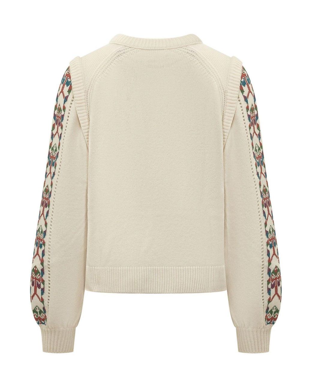 Ba&sh Natural Elda Patterned Sleeve Knitted Sweater