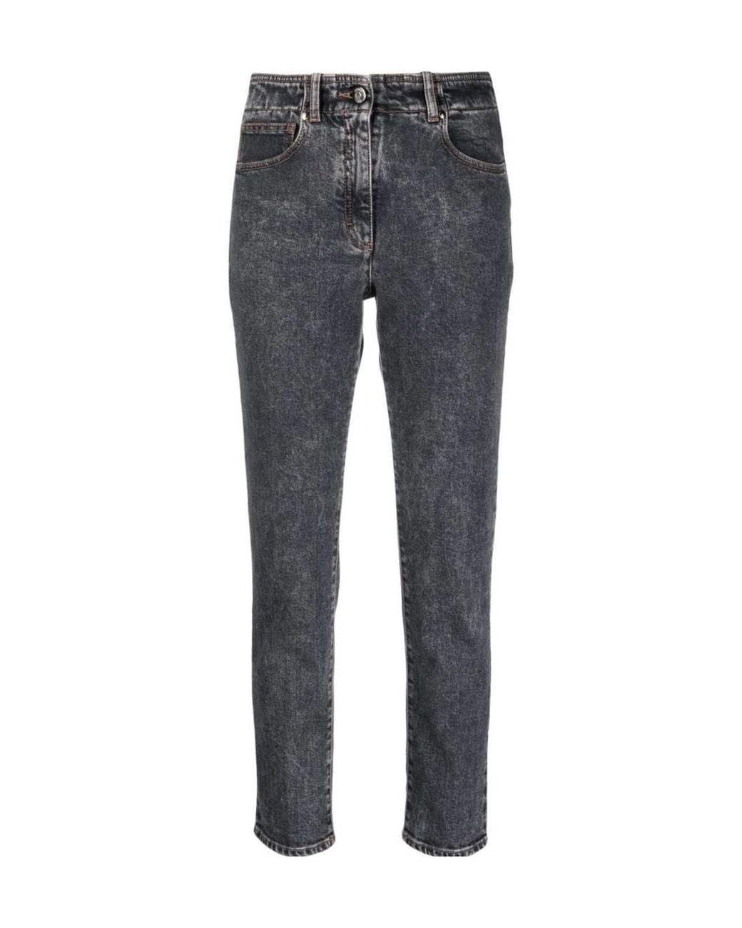 Peserico Gray Stonewashed Cropped Skinny Jeans