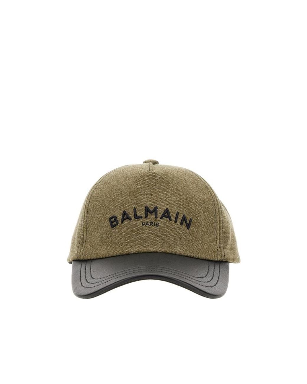 Balmain Green Logo Embroidered Baseball Cap for men