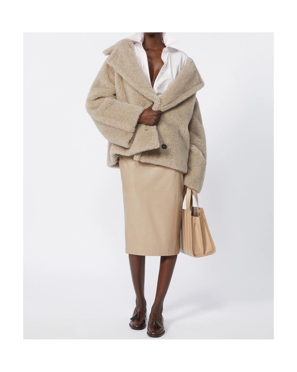 Max Mara Natural Cambusa Double-Breasted Fur Coat