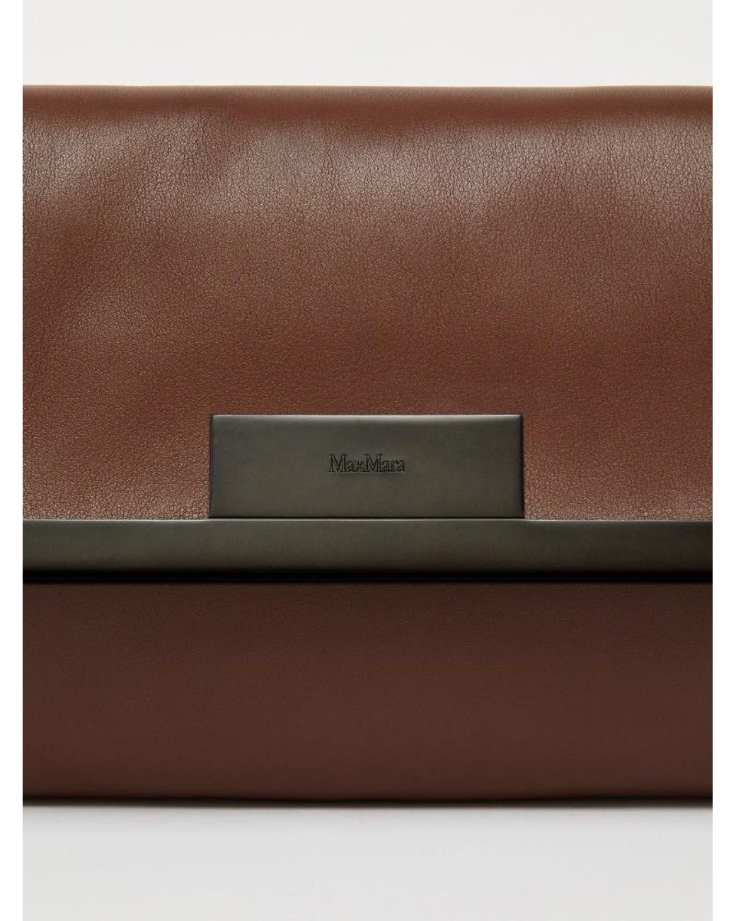 Max Mara Brown Small Natural Leather Clutch Bag