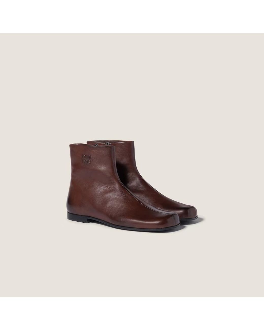 Miu Miu Brown Leather Booties