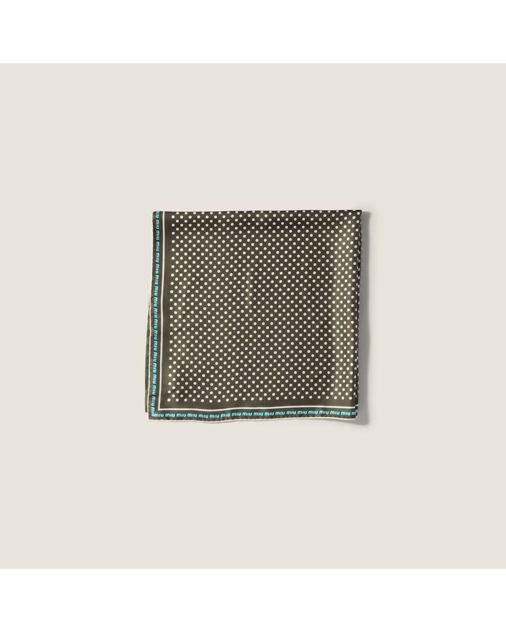 Miu Miu Green Printed Silk Scarf