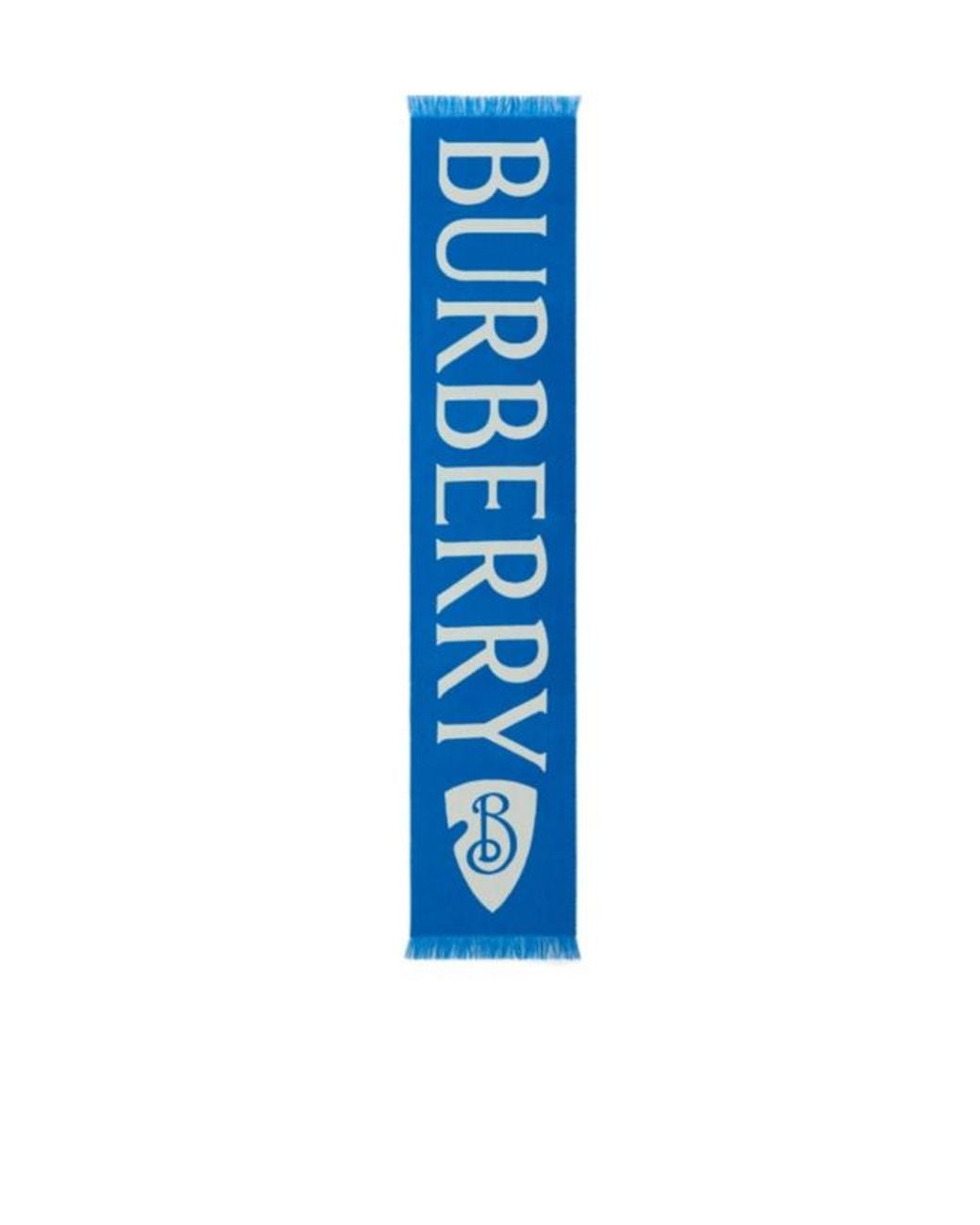 Burberry Blue Wool Logo Scarf