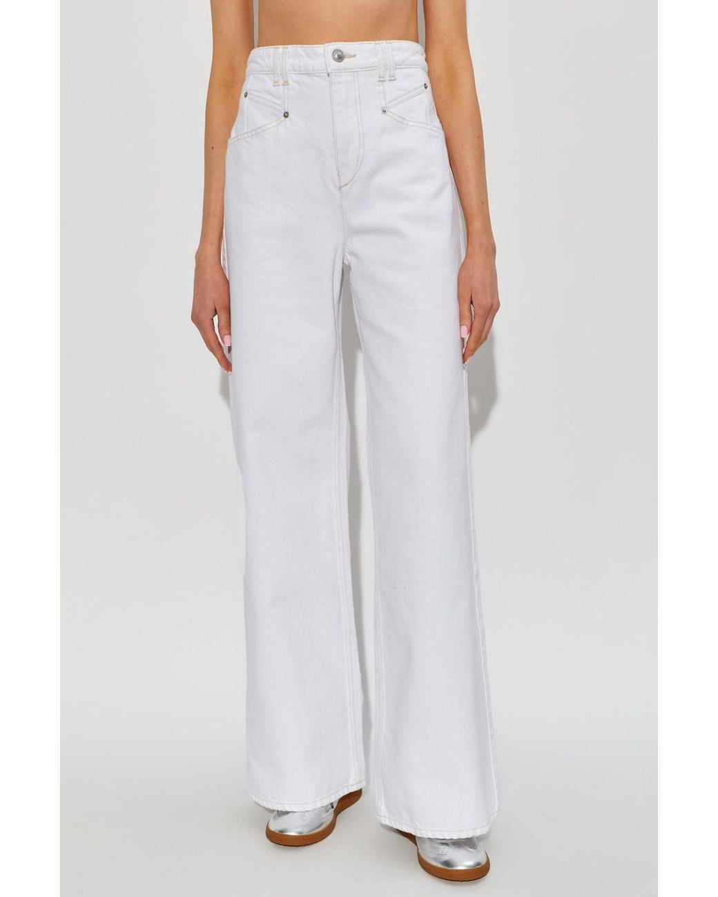 Isabel Marant White Belt Loop Denim Trousers